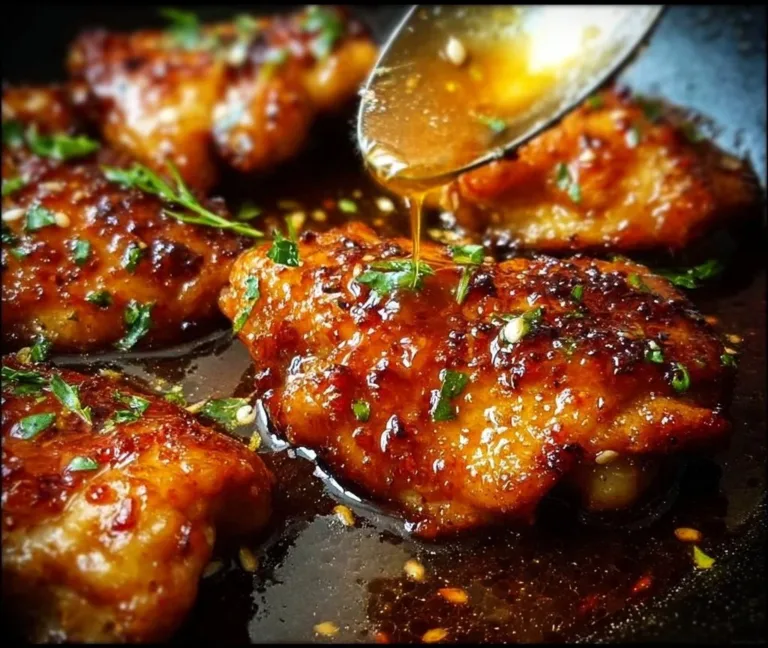 Honey Garlic Chicken Thighs cranberry orange chicken Plate of honey garlic chicken thighs garnished with green onions