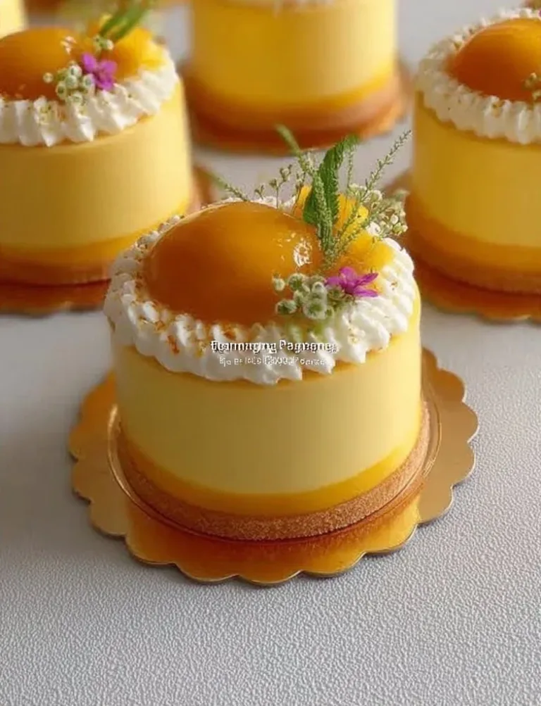 Mango coconut mousse pinon ice cream Delicious mango coconut mousse dessert in a glass topped with fresh mango slices