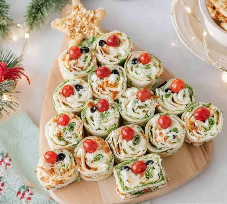 Pinwheel Christmas Tree Appetizer - Fantabulosity Olive Cheese Bread Festive Pinwheel Christmas Tree Appetizer at a holiday gathering