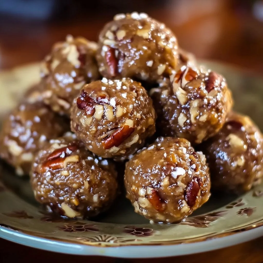 Pioneer Woman Pecan Pie Balls pecan pie balls Delicious Pioneer Woman pecan pie balls served on a festive plate