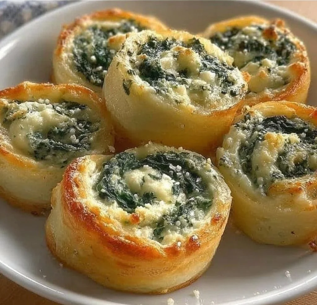 Spinach Dip in Bite-Sized Pinwheels spinach dip Spinach dip pinwheels served on a platter for a party