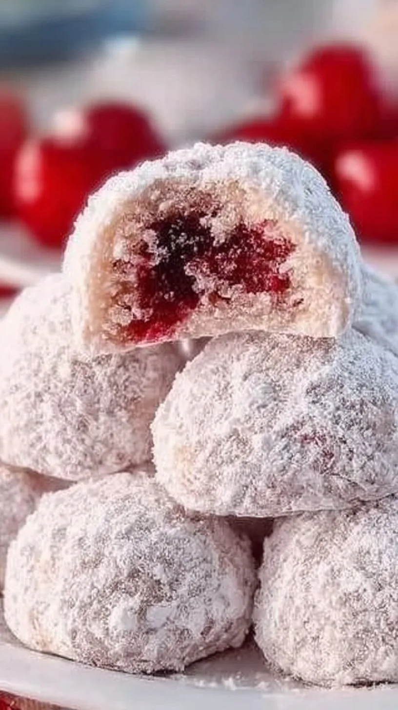 Cherry Snowball Cookies