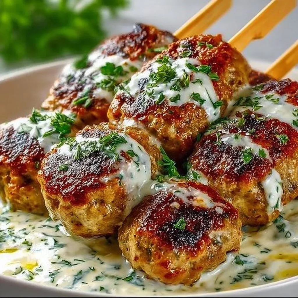 Chicken Kofta Garlic Yogurt Sauce