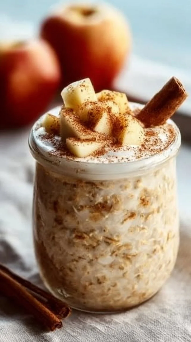 Apple Cinnamon Overnight Oats Apple Cinnamon Overnight Oats Bowl of Apple Cinnamon Overnight Oats topped with apple slices and cinnamon