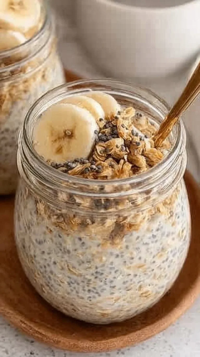 Bowl of brown sugar overnight oats topped with fresh fruits and nuts