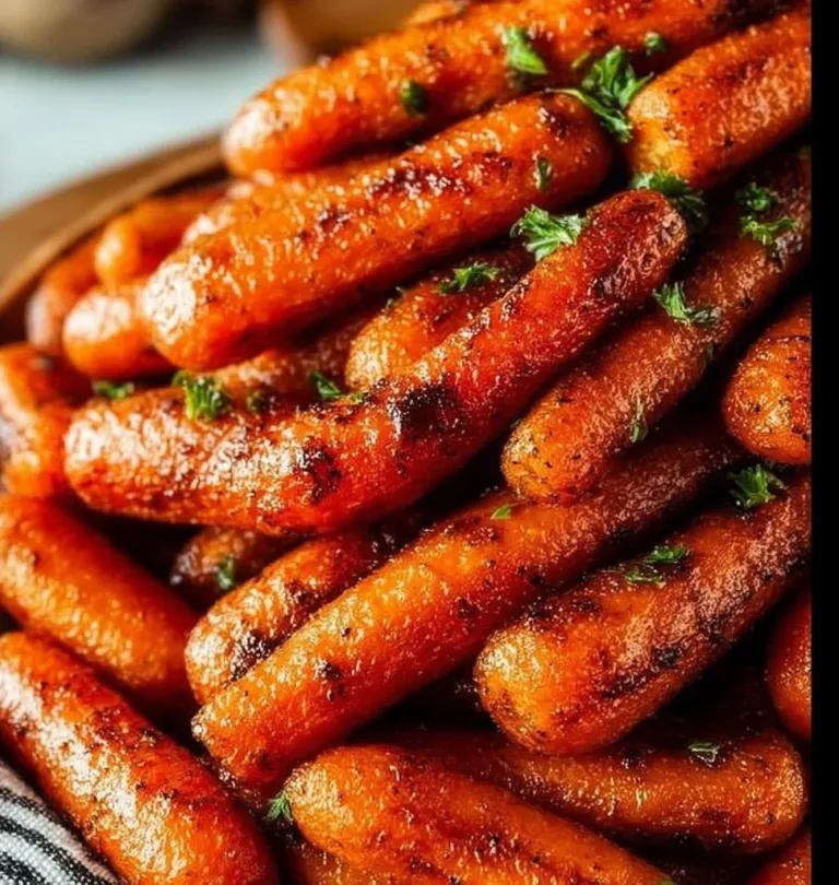 Delicious brown sugar roasted carrots in a serving dish