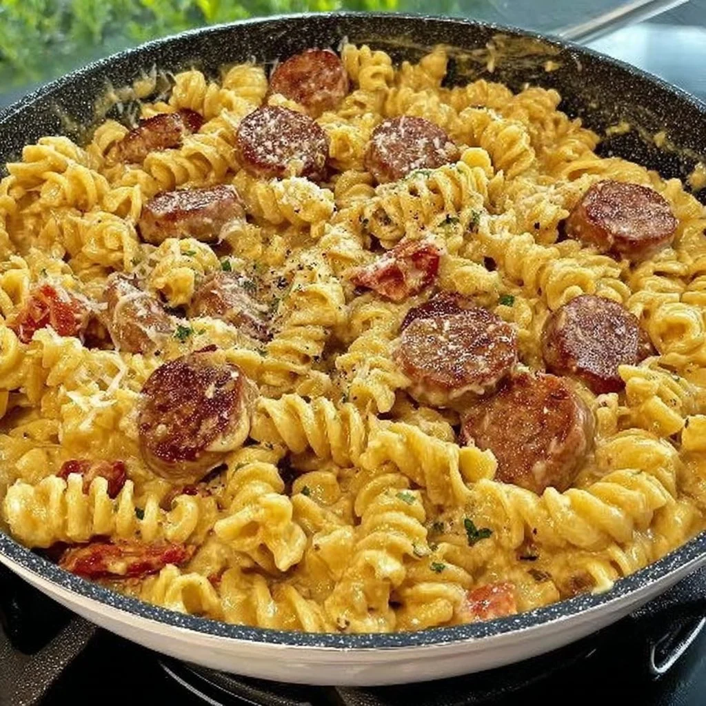 Cajun Sausage Pasta Cajun Sausage Pasta Delicious Cajun Sausage Pasta served in a bowl with herbs and spices
