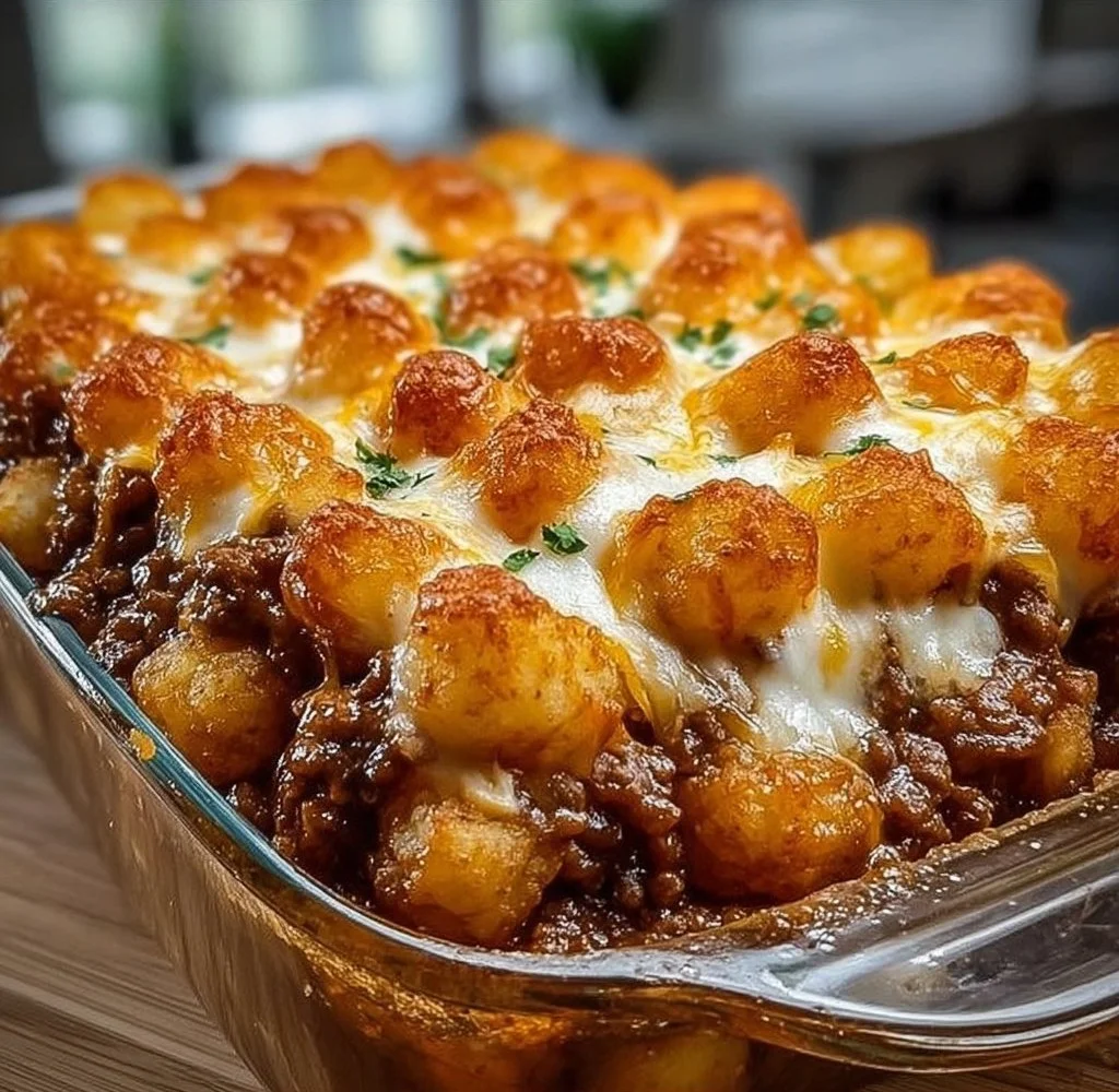 Chili Cheese Tater Tot Casserole: A Family Favorite Dish! Chili Cheese Tater Tot Casserole Delicious Chili Cheese Tater Tot Casserole served in a baking dish