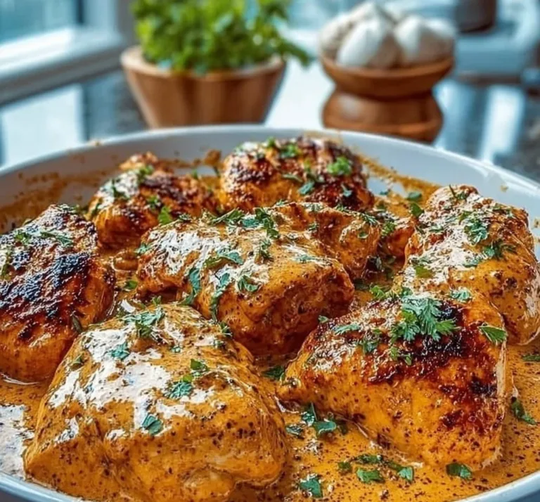 Cowboy Butter Chicken Chicken Tortellini Plate of Cowboy Butter Chicken garnished with herbs and served with sides.