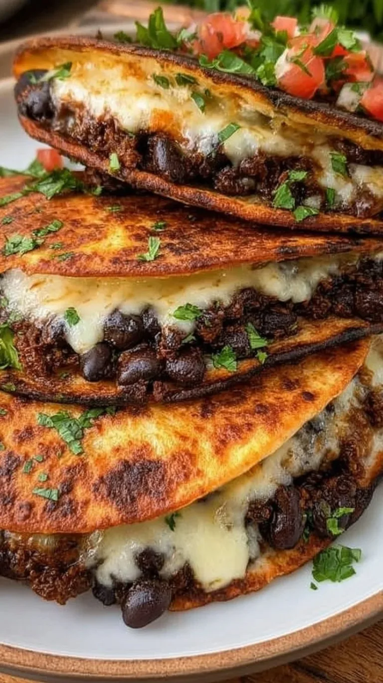 Crispy black bean tacos served with fresh toppings and vibrant salsa.