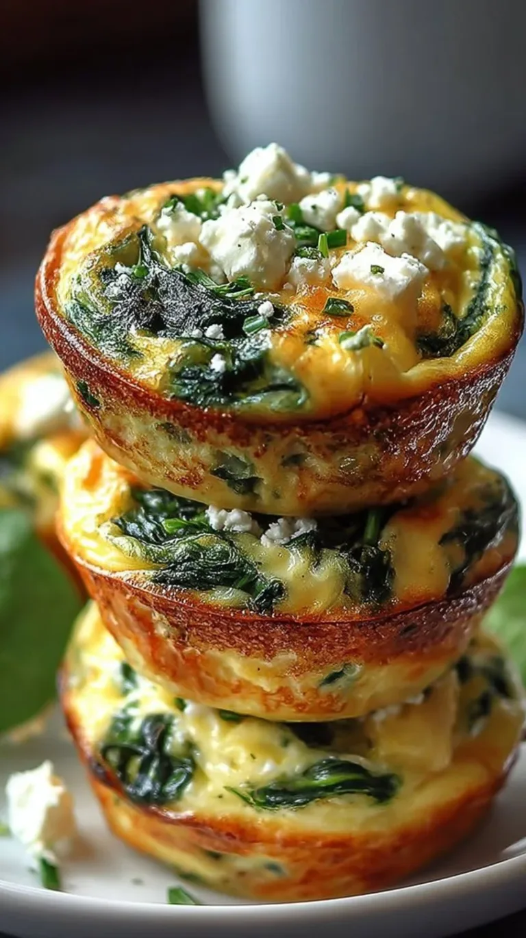 Delicious egg muffins made with spinach and feta cheese