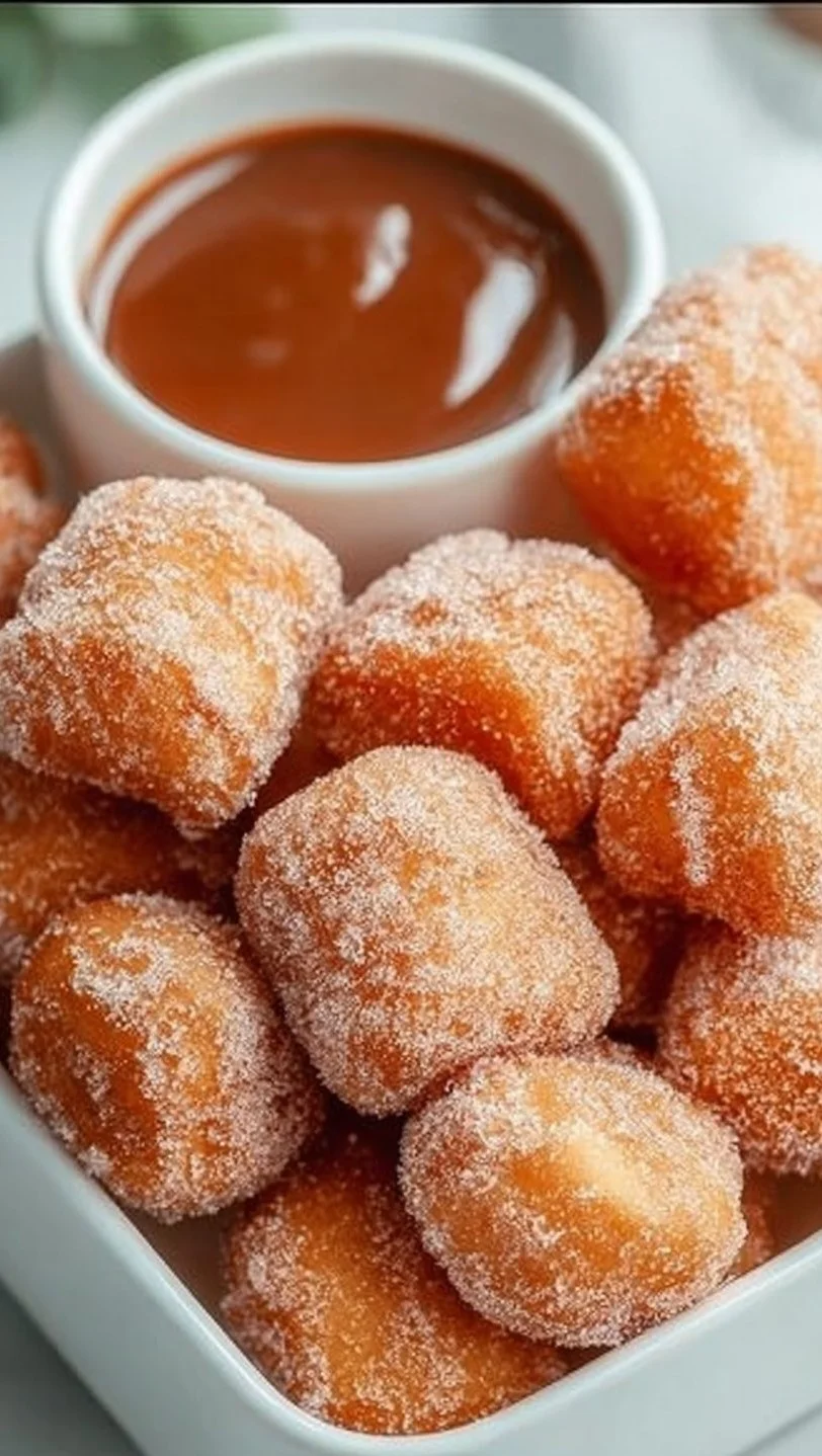 Healthy Air Fryer Churro Bites air fryer churro bites Healthy air fryer churro bites served on a plate, dusted with cinnamon sugar.