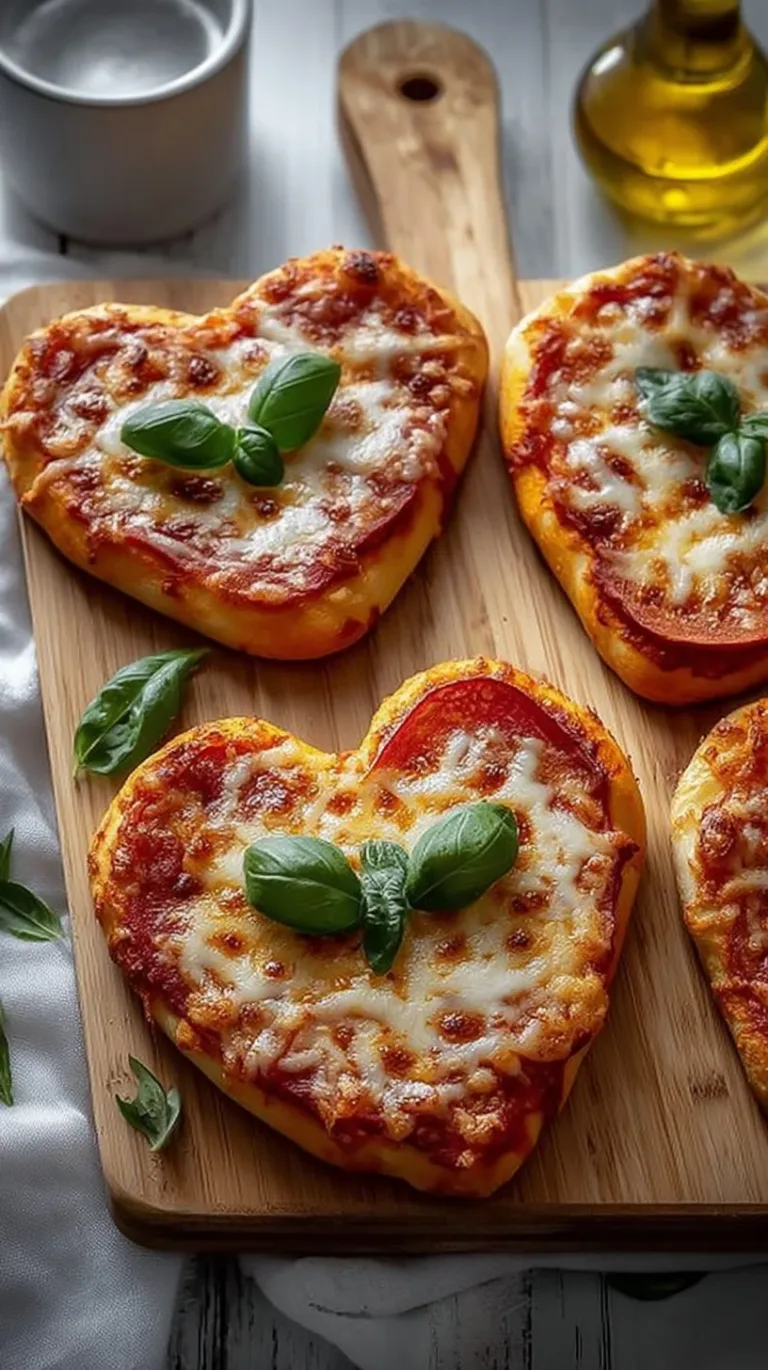 Delicious heart-shaped pizzas for romantic dinners or special occasions