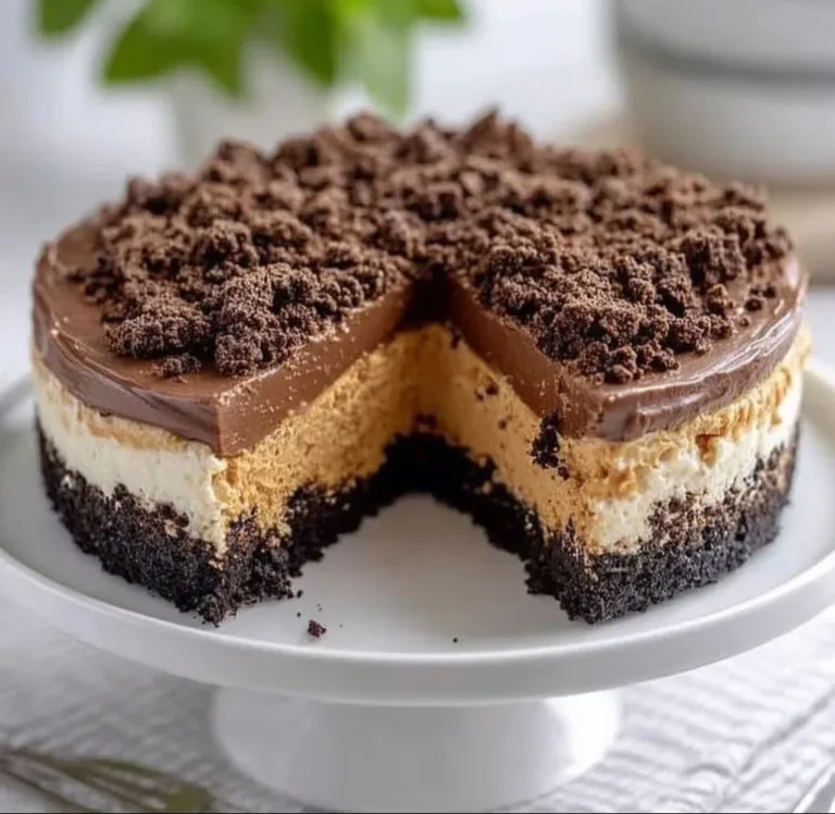 Delicious Keto Dirt Cake with chocolate and cream layers, low-carb dessert