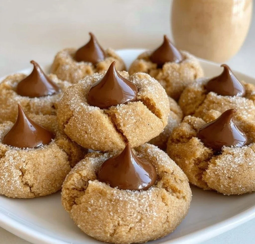 Delicious Keto Peanut Butter Blossoms cookie topped with chocolate