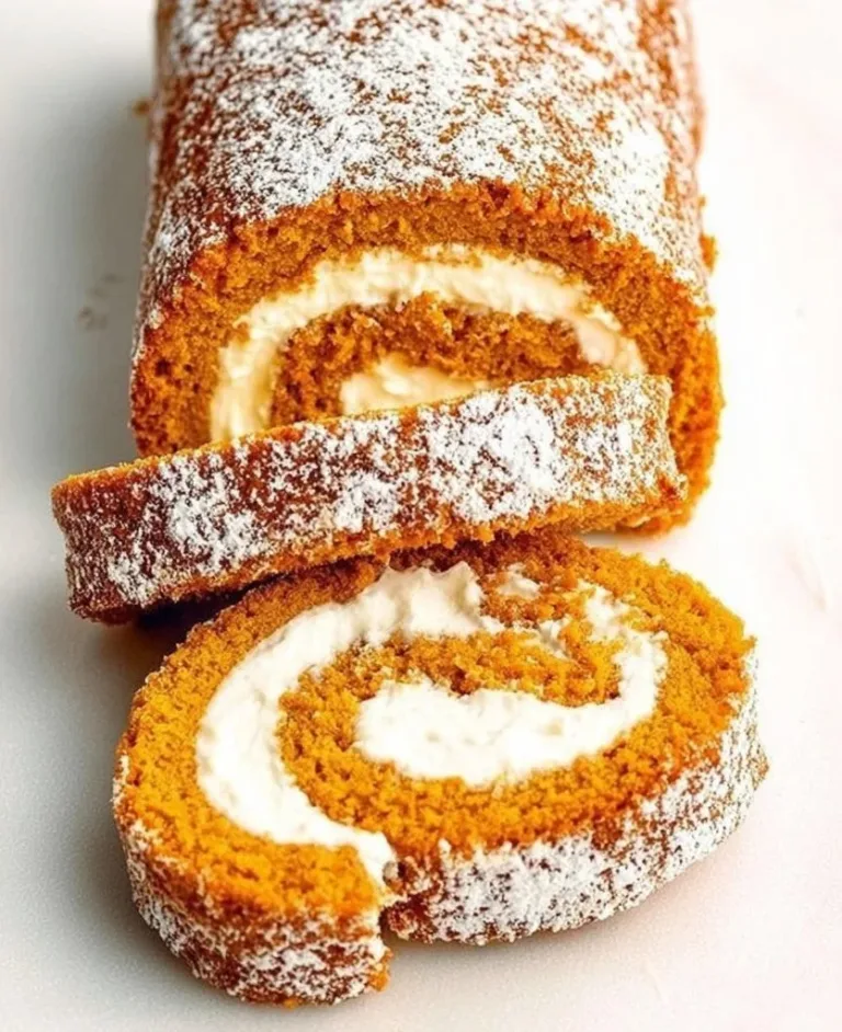 Keto Pumpkin Roll Keto Dirt Cake Delicious Keto Pumpkin Roll dessert served on a plate.