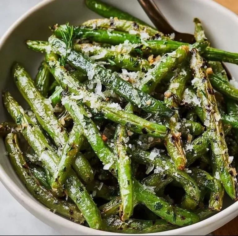 Oven-Roasted Green Beans (30-Minute Side Dish) Amish White Bread Oven-roasted green beans served on a plate, ideal 30-minute side dish.