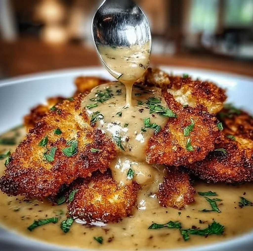 Parmesan Crusted Chicken Parmesan Crusted Chicken Delicious Parmesan Crusted Chicken served on a plate with garnishes