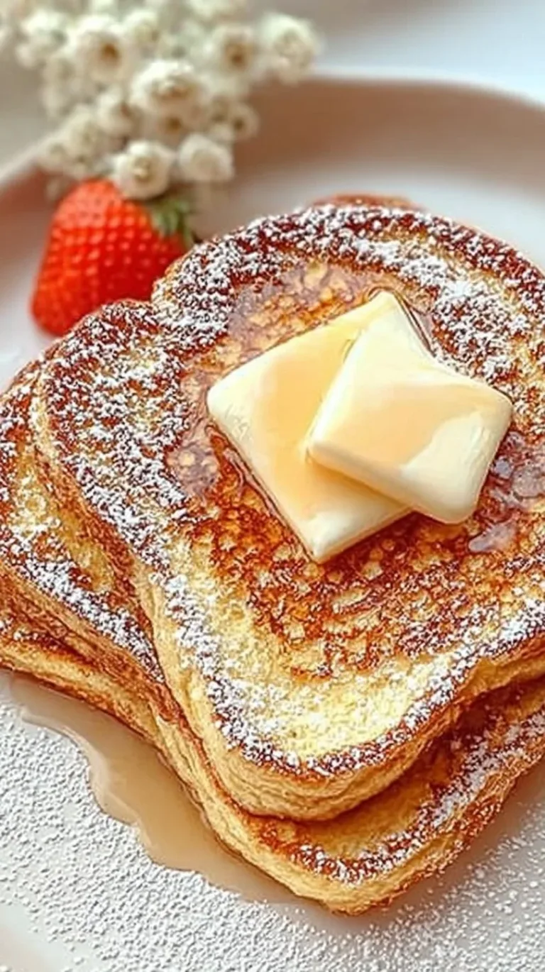 Perfect French Toast banana oatmeal Deliciously golden and fluffy French toast topped with syrup and fruits.