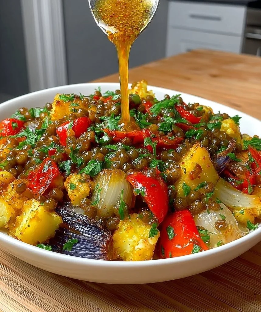 Roasted Vegetables with Creamy Garlic Feta Sauce roasted vegetables Plate of roasted vegetables topped with creamy garlic feta sauce