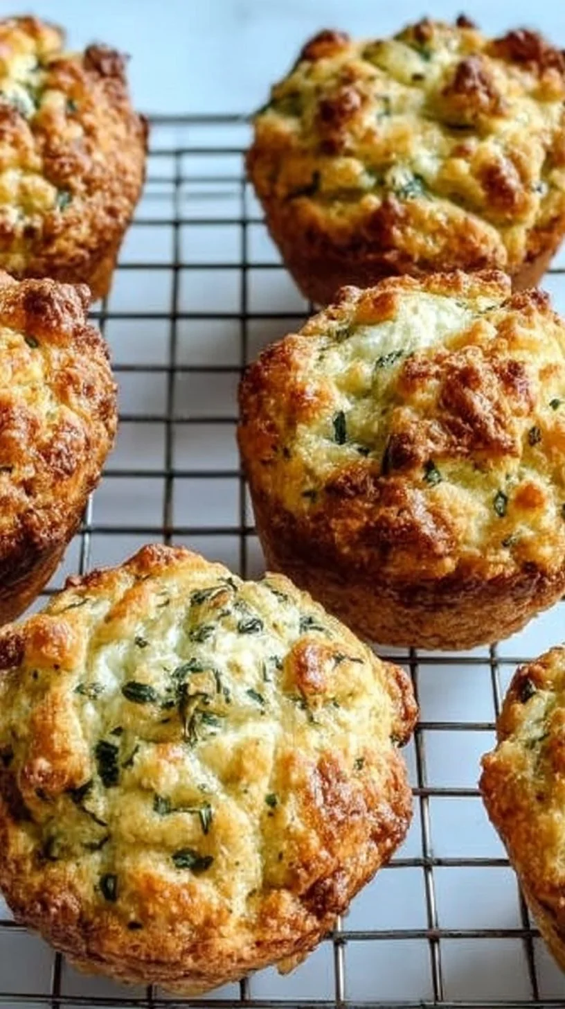 Savory Cottage Cheese Muffins cottage cheese muffins Savory cottage cheese muffins on a wooden table, healthy and delicious snack.