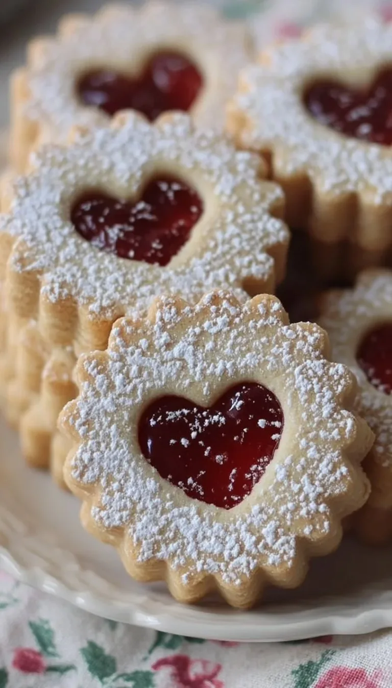 Soft and sweet Linzer Cookies on a plate, perfect for holiday baking.