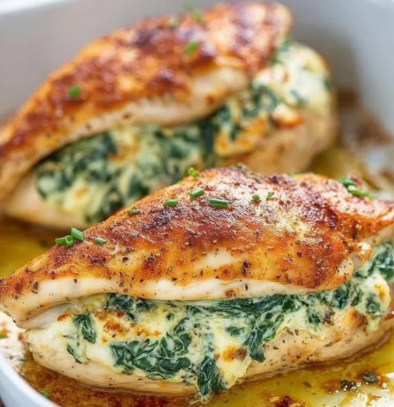 Spinach stuffed chicken breasts, a healthy low carb dinner option