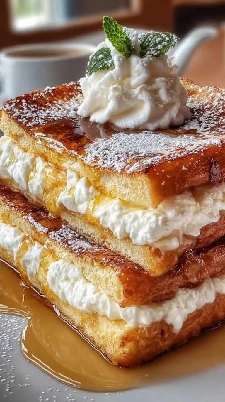 Stuffed Cream Cheese French Toast cottage cheese muffins Delicious stuffed cream cheese French toast topped with syrup and berries