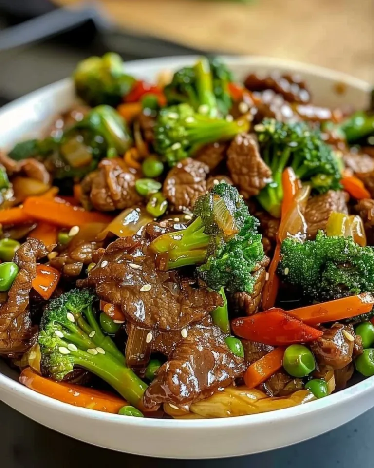 Quick 30-minute beef stir fry with colorful vegetables and tender beef strips.