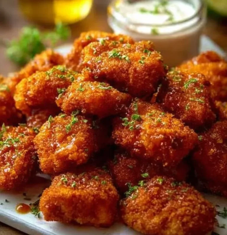 Delicious Air Fryer Buffalo Chicken served on a plate with dipping sauce.