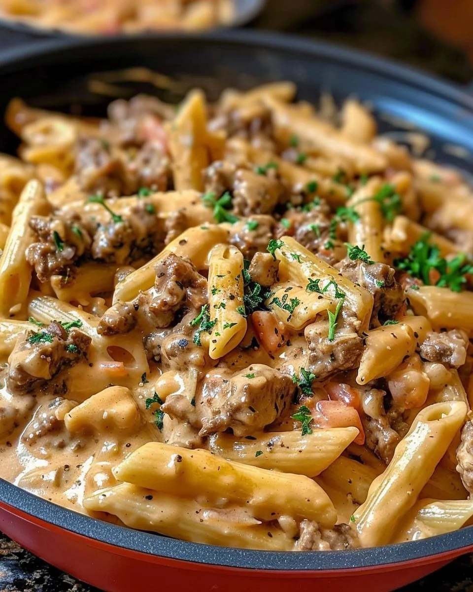 High Protein Creamy Beef Pasta