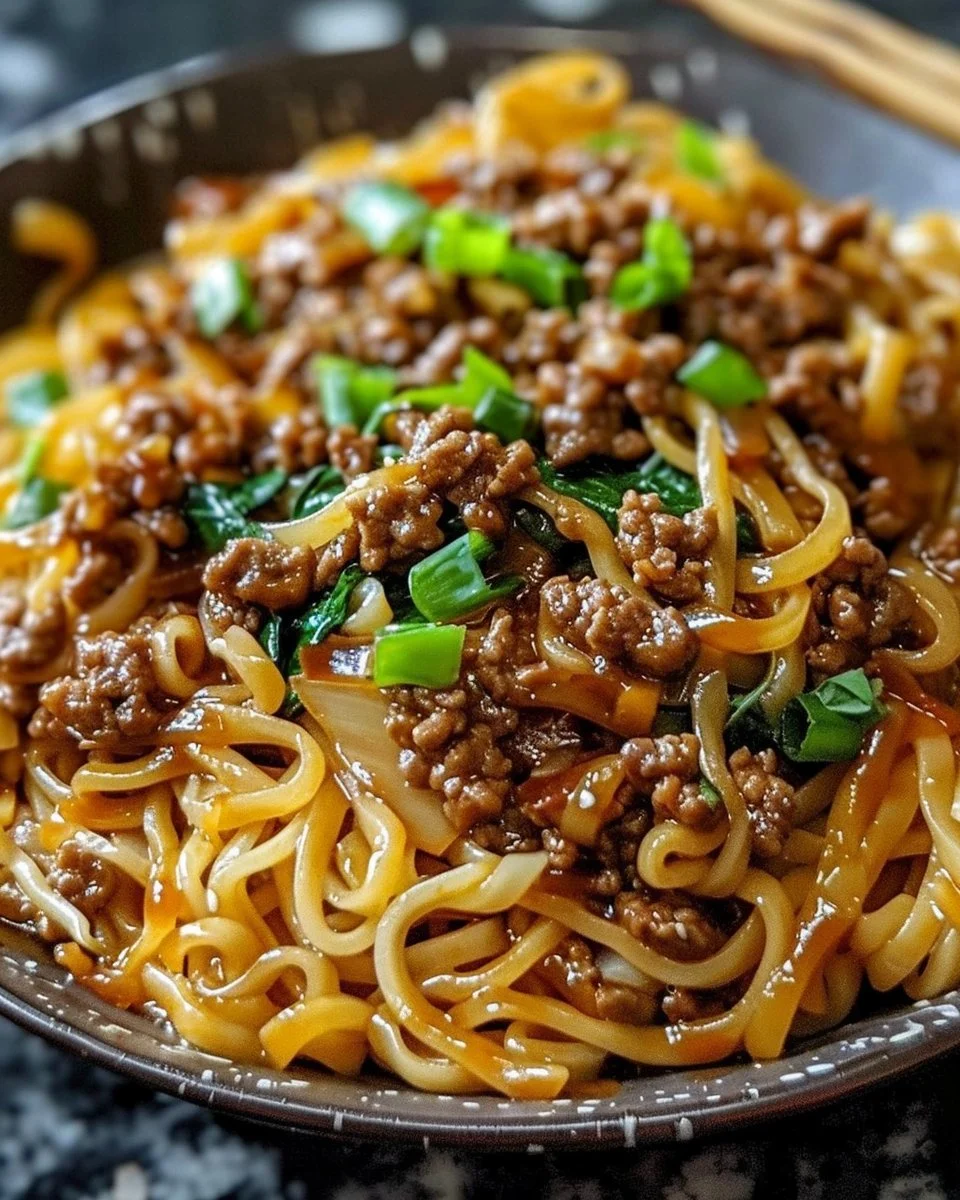 Mongolian Ground Beef Noodles