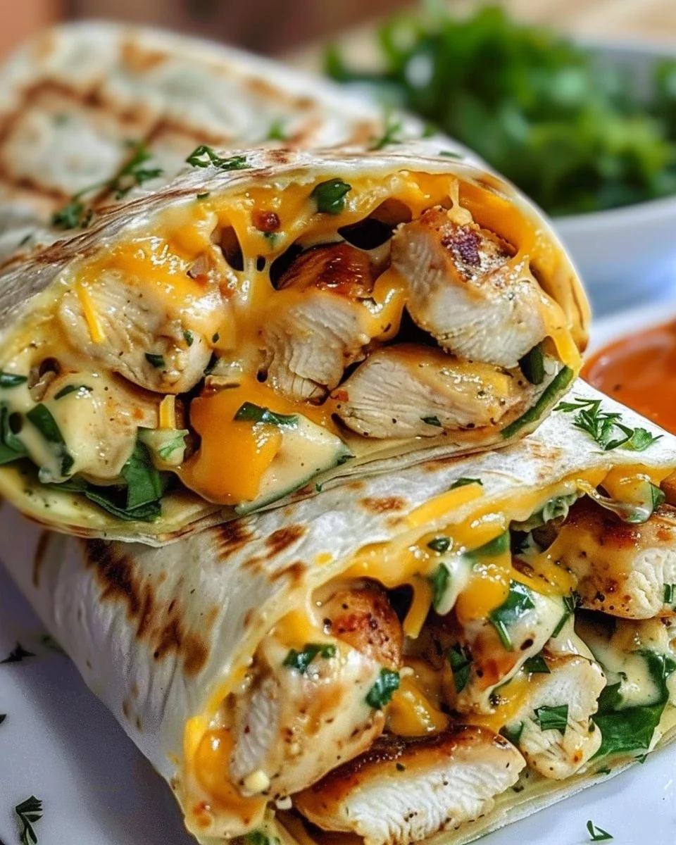 Cheesy Garlic Chicken Wraps