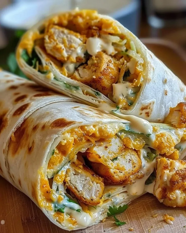 Delicious cheesy garlic chicken wraps served on a plate with herbs