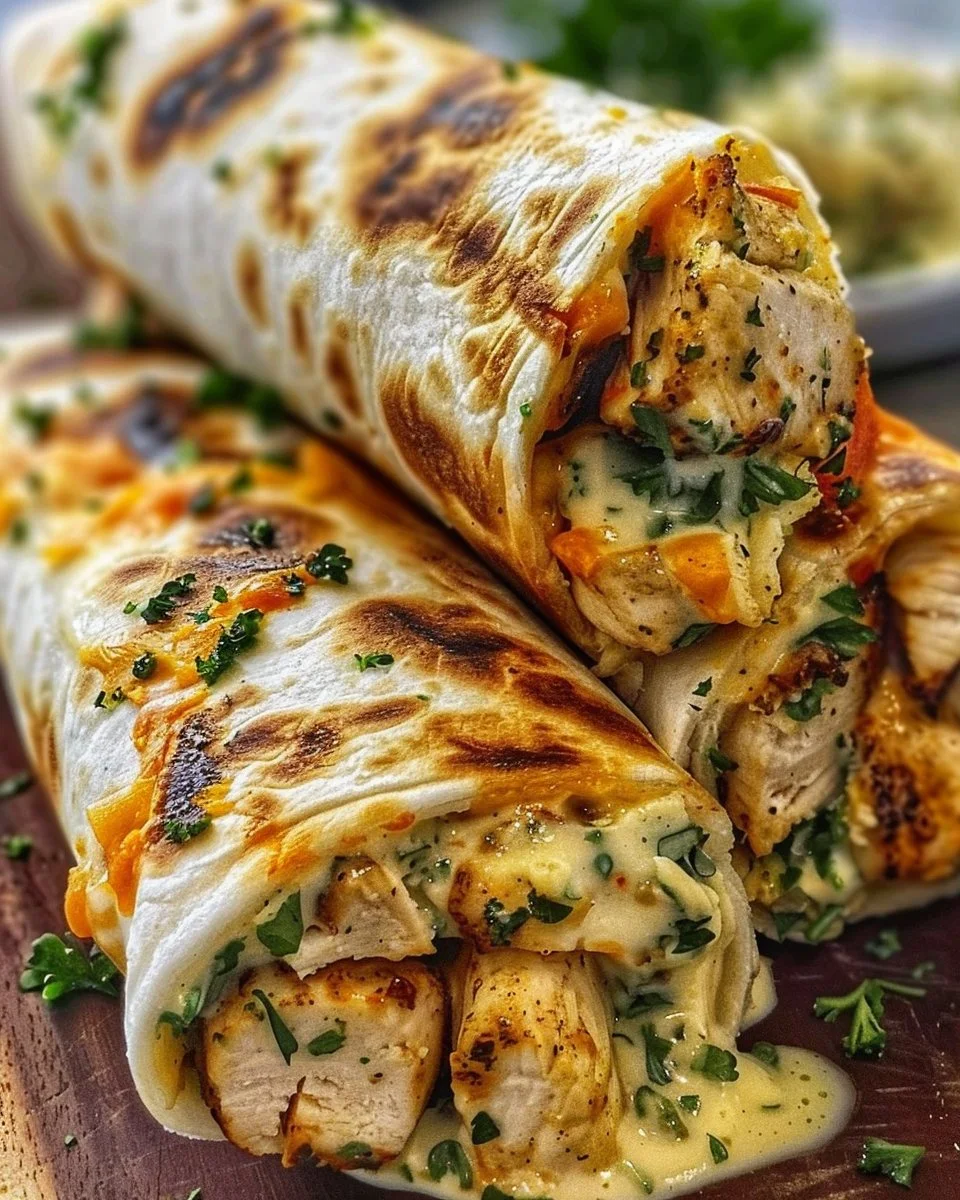 Cheesy Garlic Chicken Wraps