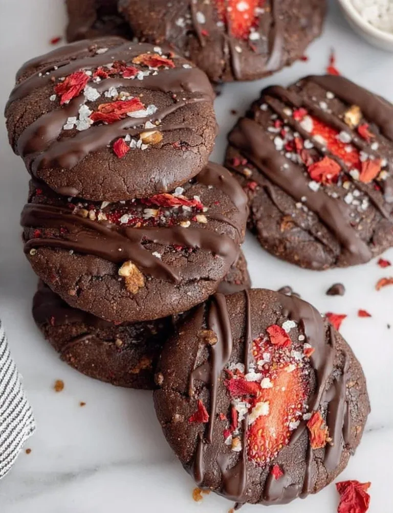 Delicious Chocolate Strawberry Cookies with strawberries and chocolate chips