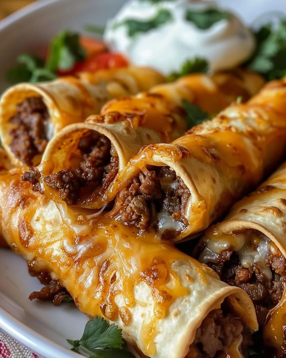 Crispy Cheesy Beef Taquitos