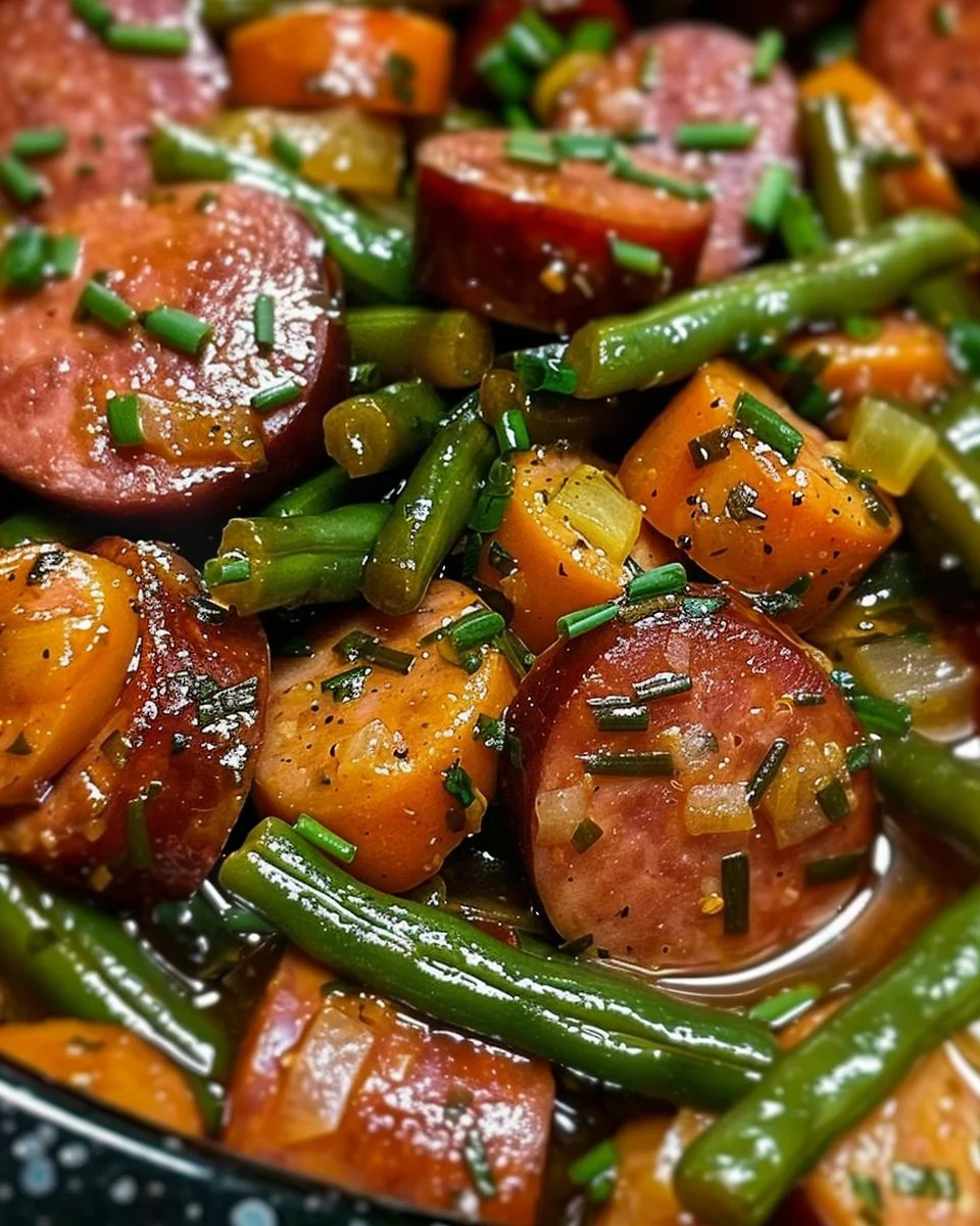 Crockpot Kielbasa and Green Beans