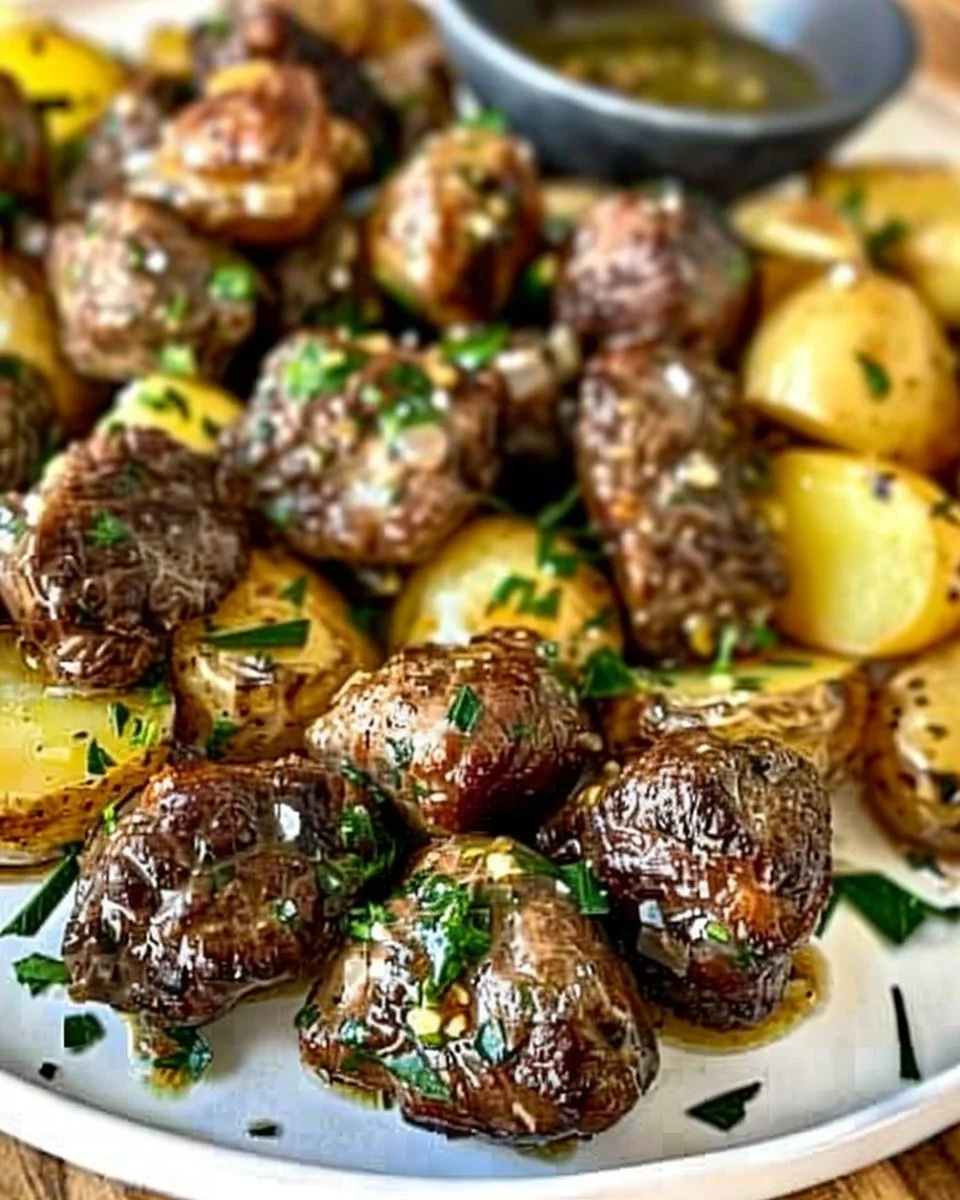 Garlic Butter Beef Bites with Potatoes