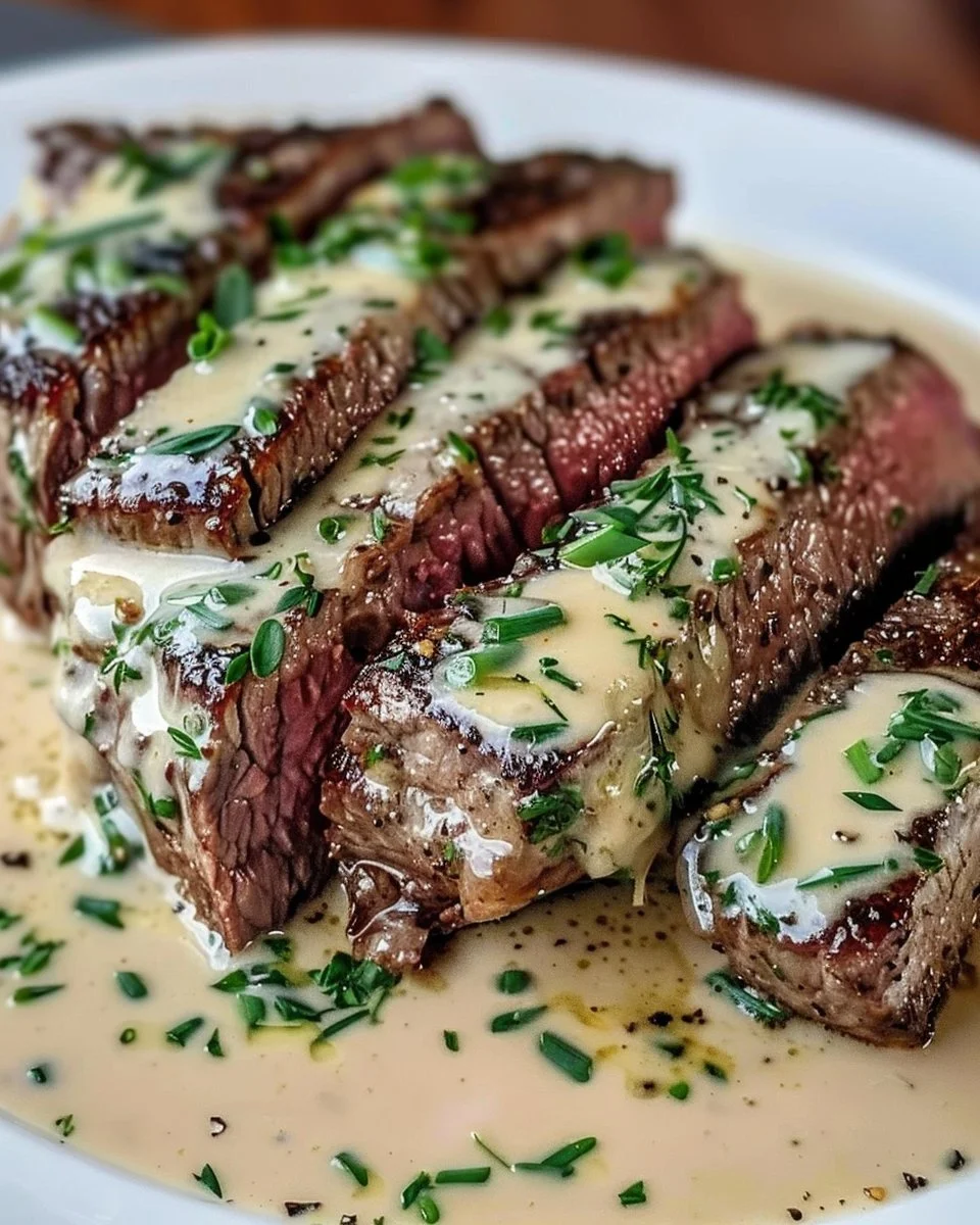 Garlic Butter Steak With Parmesan Cream Sauce