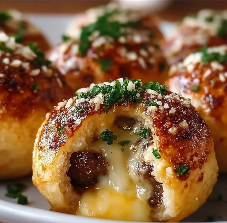 Garlic Parmesan Cheeseburger Bombs fresh out of the oven