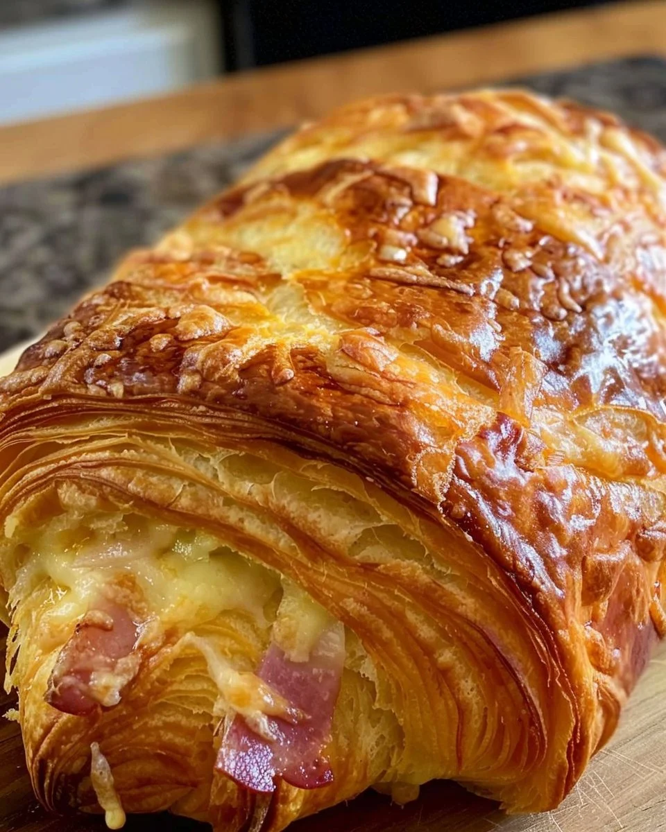 Ham and Cheese Sourdough Croissant Loaf