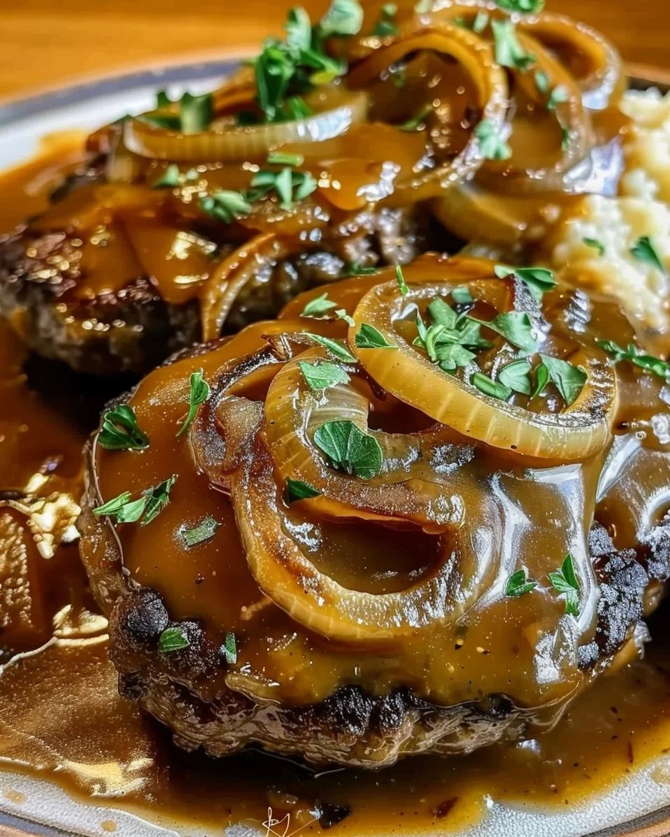 Hamburger Steak with Onions and Gravy Recipe