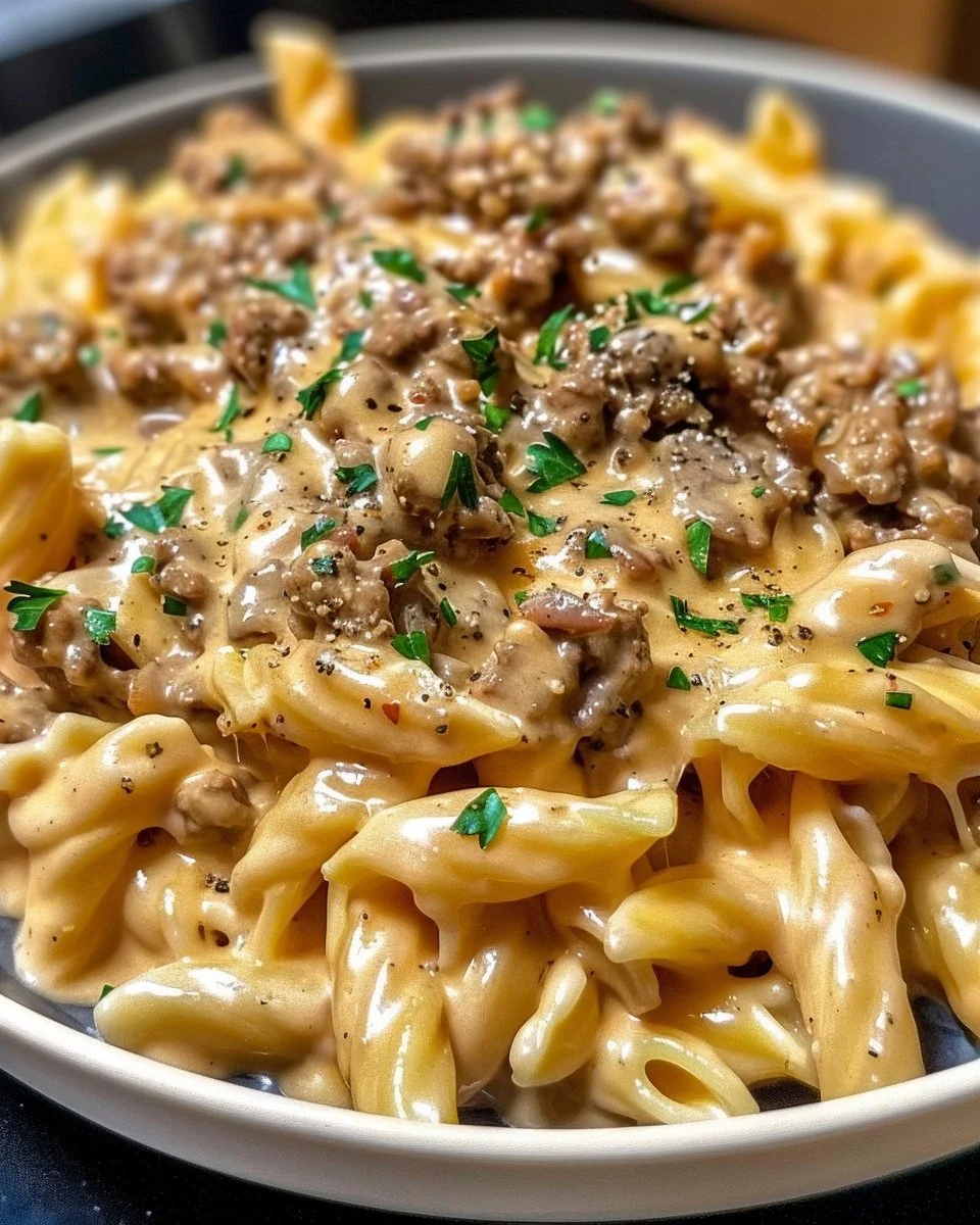 High Protein Creamy Beef Pasta