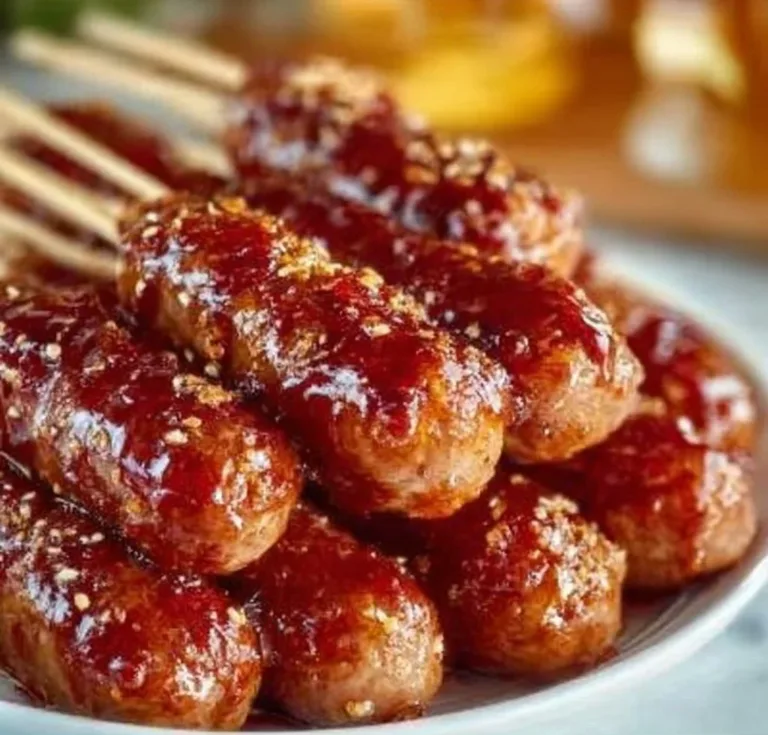 Delicious Hot Honey Garlic Lil Smokies served on a platter