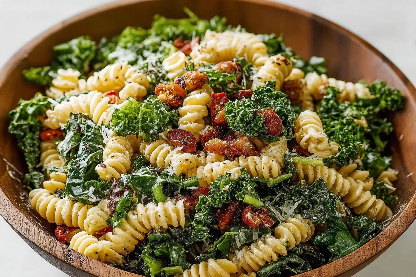 Kale Caesar Pasta Salad