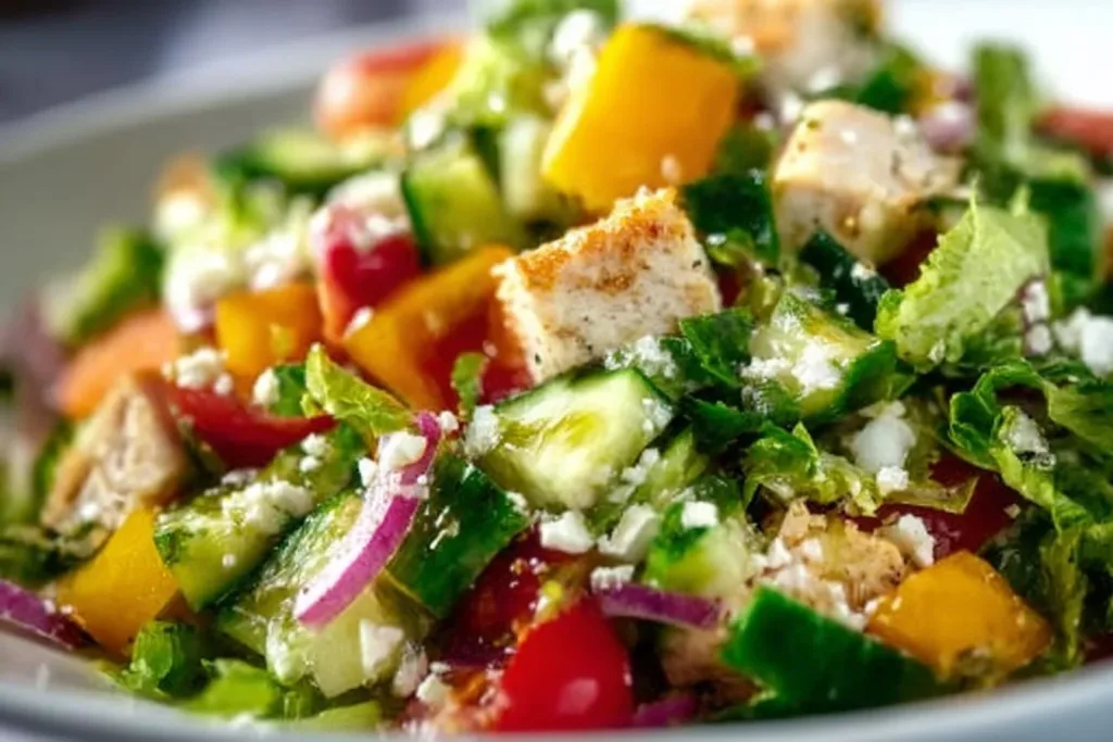 Mediterranean Chopped Salad with fresh vegetables and herbs