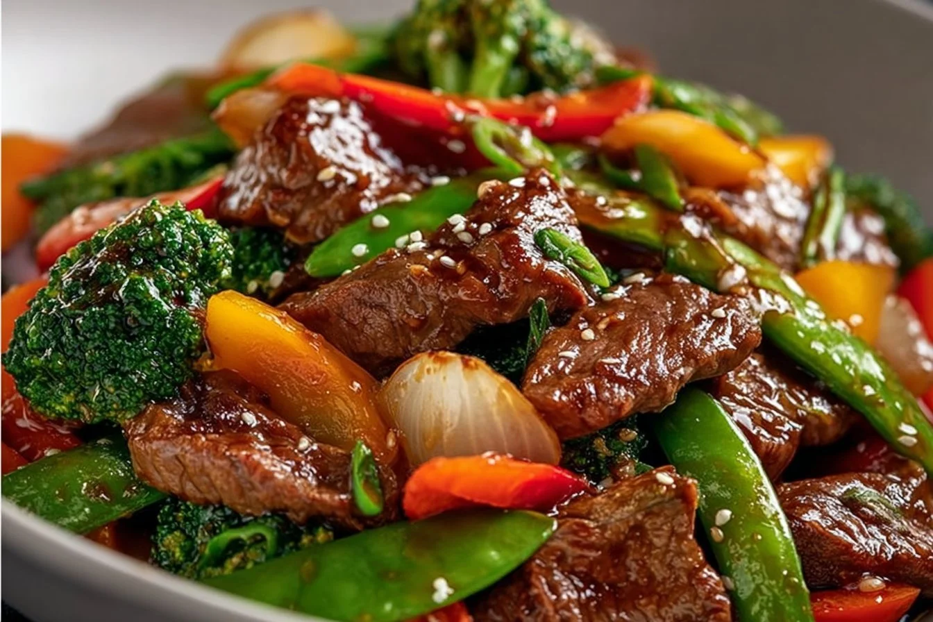 Beef Stir Fry with Vegetables beef stir fry Beef stir fry with colorful vegetables in a skillet