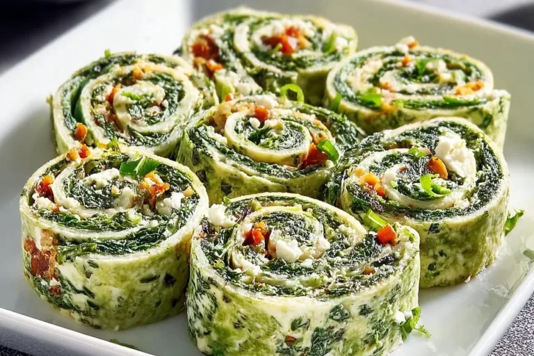 Classic spinach dip pinwheels served on a plate for a tasty appetizer.
