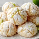 Coconut Key Lime Crinkle Cookies with a dusting of powdered sugar